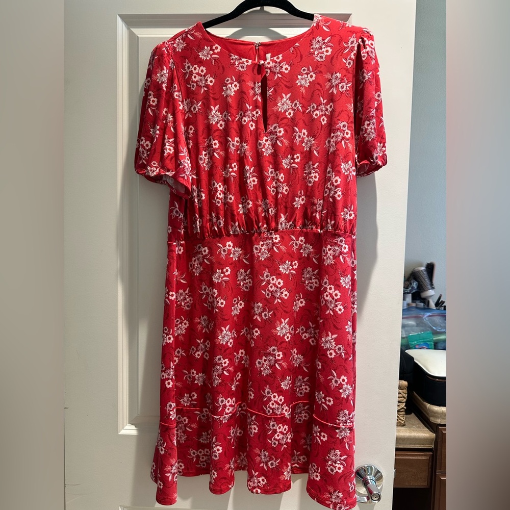 LOFT Red Floral Dress